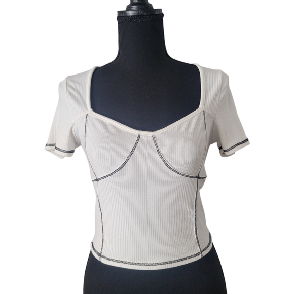 Caution To The Wind White Ribbed Crop Top - Picture 1 of 4